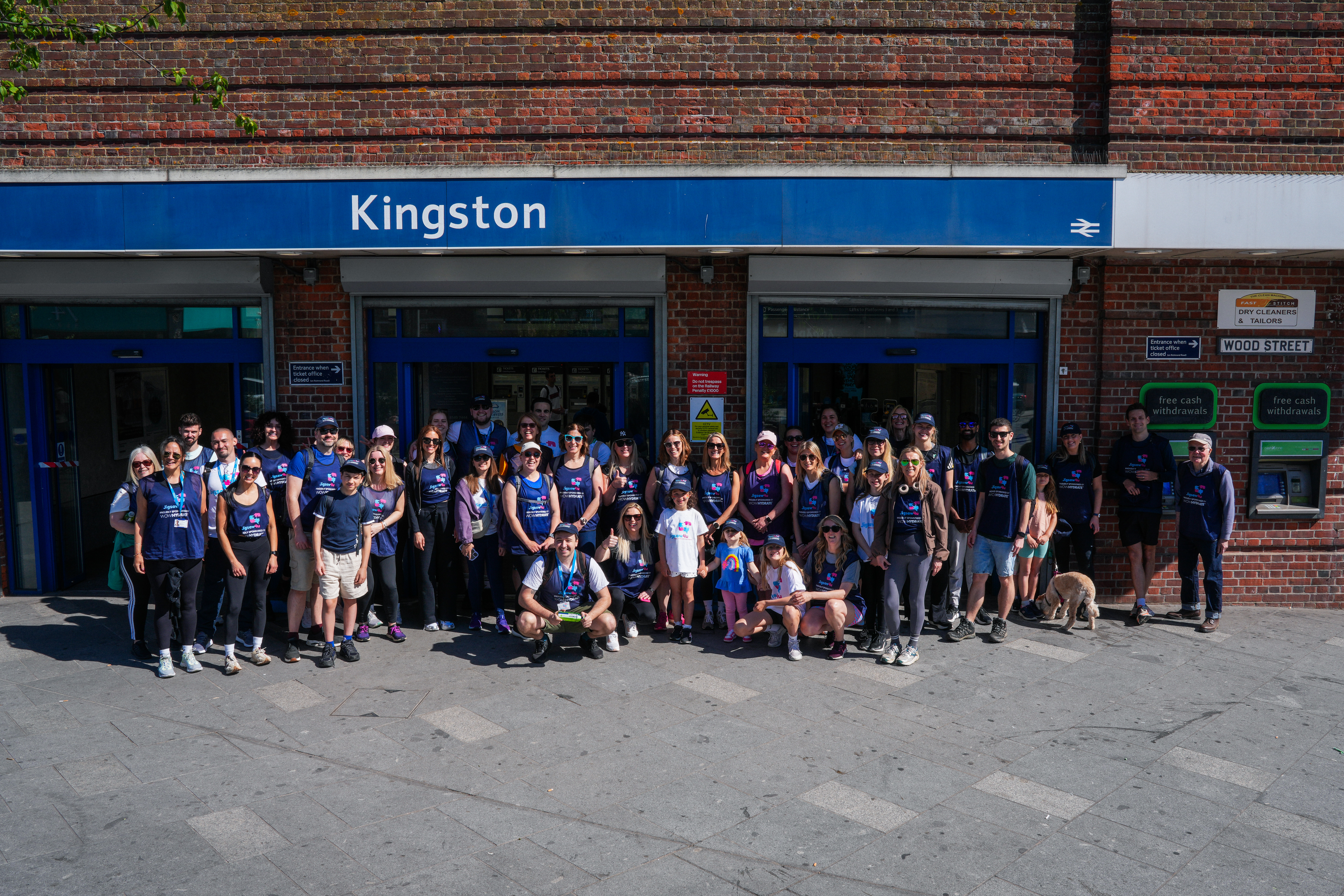 The whole SW London Bridge Walk group ready to walk from Kingston bridge for the first leg to Richmond.