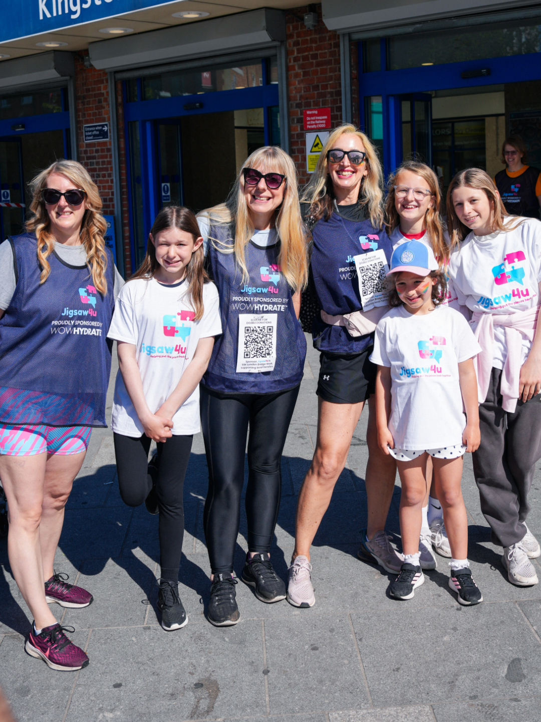 Sunflower Squad walkers at Kingston Station at the start of Jigsaw4u's SW London Bridge Walk 2025/ Their donations were match-funded by Fidelity
