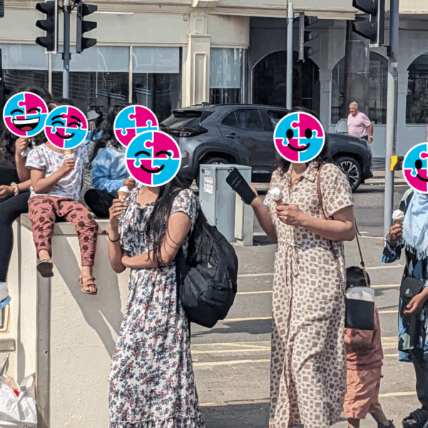 Helping Hands Women and their kids eating ice creams on Worthing trip